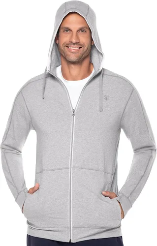 Vista 9 de Coolibar Sudadera con capucha y cremallera para hombre - Protección solar UPF 50+ - LumaLeo