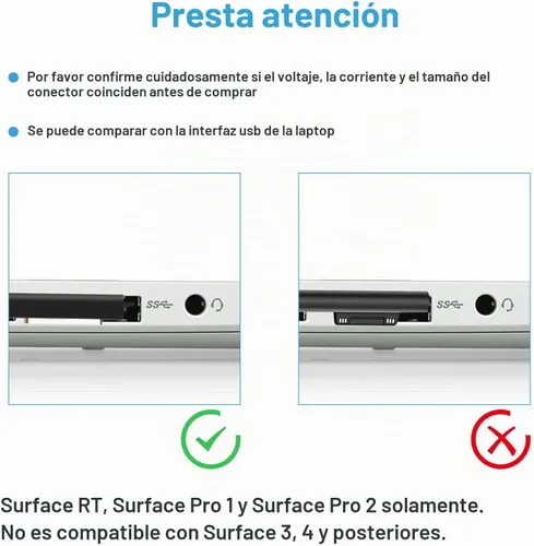 Vista 6 de 24W 12V 2A Adaptador de CA para Microsoft Surface RT Surface Pro 1 y Surface 2 1512 1513 1516 1572 Cargador