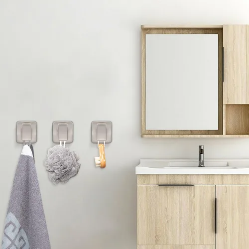 Vista 8 de NearMoon Ganchos cuadrados para toallas de baño -SUS304 de acero inoxidable para colgar batas, ganchos resistentes para baño, sala de estar, hotel