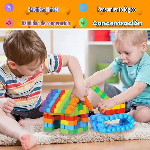 Vista 4 de RAINBOW TOYFROG Juguetes de bloques de construcción para niños pequeños, juguetes STEM de desarrollo educativo, juguetes de construcción