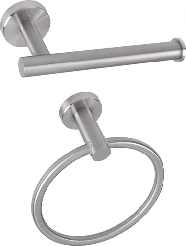 Vista 9 de NearMoon 2 piezas de accesorios de baño, anillo de toalla y soporte de papel higiénico, colgador de toallas de baño de acero inoxidable y soporte