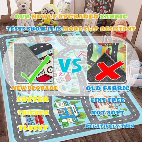 Vista 2 de Alfombra para niños, alfombra de coche para niños, tapete de juego, alfombra para coches de juguete para sala de juegos, aula, habitación de niños