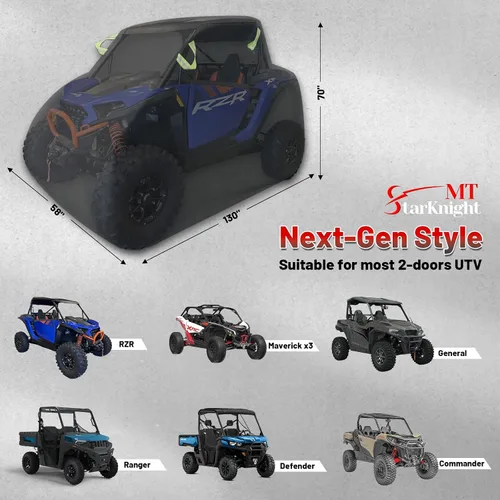 Vista 5 de StarknightMT Cubierta UTV 2-3 Plazas Mejorada, Cubierta de Servicio Pesado Compatible con Polaris Ranger RZR General 1000 Talon Zforce Uforce 1000