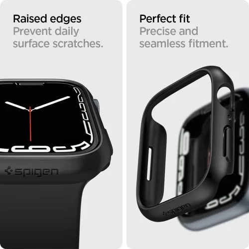Vista 7 de Spigen Thin Fit Diseñado para Apple Watch Case Series 9/8/7 45mm Funda ligera de PC rígida - Negro