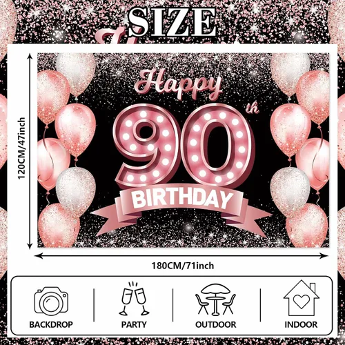 Vista 49 de Cartel de feliz cumpleaños décimo oro rosa, telón de fondo, saludos a 10 años, globos de confeti, decoración temática para niñas de 10 años