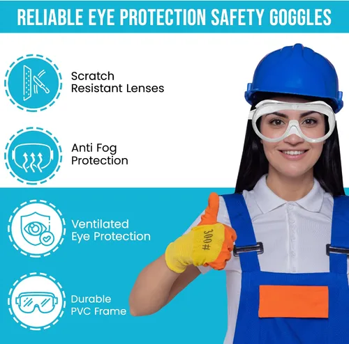 Vista 2 de Harrier Hardware Gafas de seguridad para los ojos, gafas ventiladas antivaho resistentes a los arañazos