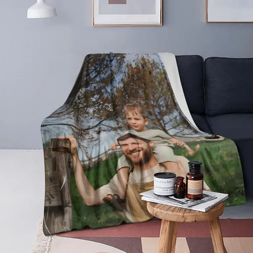 Vista 9 de Manta personalizada de franela, añade tu manta personalizada con foto, texto y imagen, para cumpleaños de adultos, Navidad, Halloween, Día