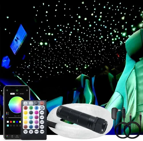 Vista 12 de AKEPO Kit de luces de fibra óptica 3 en 1 con control de aplicación, luz de estrella, estrella fugaz+sincronización de música activada debajo