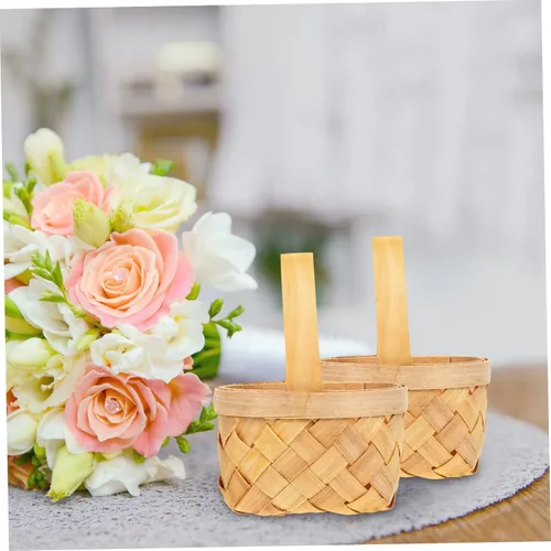 Vista 2 de Zerodeko Cesta de madera estilo 4pcs Little Baskets para almacenamiento de arreglos florales
