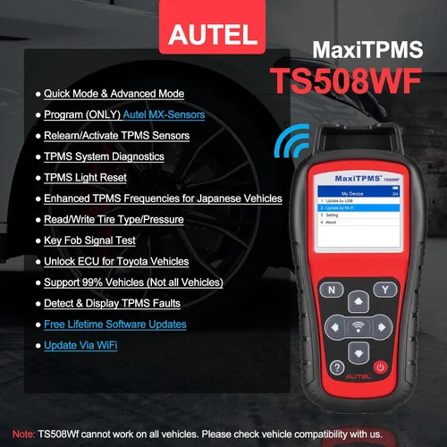 Vista 2 de Autel MaxiTPMS TS508WF TPMS herramienta de programación, WiFi reiniciar y restablecer Activate & Program 315/433MHz MX Sensors, WiFi TPMS Relearn