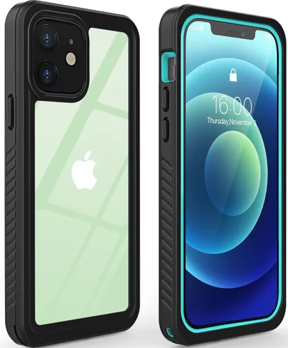 Vista 9 de Diverbox - Funda impermeable para iPhone 12, resistente al agua, a prueba de golpes, a prueba de polvo, IP68 de cuerpo entero, protector de pantalla