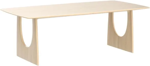 Vista 4 de Mesa de comedor de madera maciza rectangular moderna en la naturaleza con mesa de pedestal doble solo para comedor, cocina, mesa de ocio, 47.5