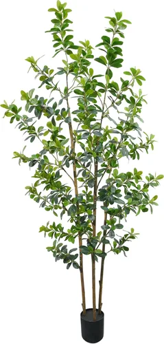 Vista 10 de Fake Trees - 4 troncos principales de alta calidad de 7 pies, olivo negro sintético, olivos realistas artificiales para interiores, de bajo Verde