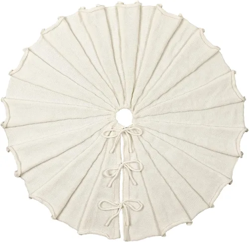 Vista 7 de Falda de árbol de Navidad de 36 pulgadas: falda de árbol de lápiz para árbol de 6 pies, diseño plisado, falda de árbol pequeño blanco crema, faldas