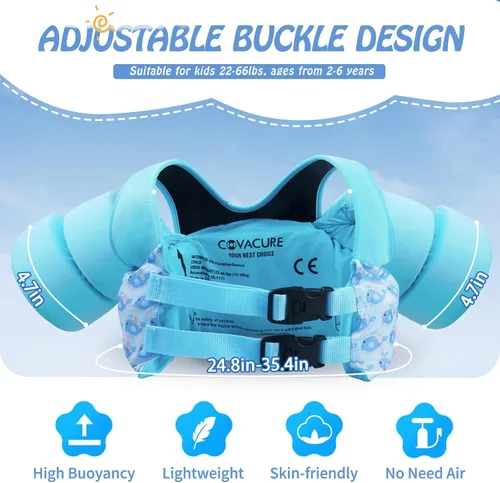 Vista 2 de COVACURE Toddler Swim Vest - Swim Float for Girls and Boys 22-66lbs, Toddler Floaties for Child Learn Swiming Training, Infant Safety Swim Aid