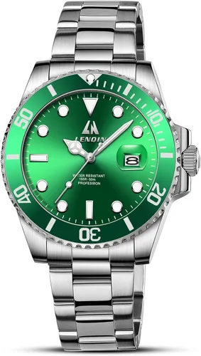 Vista 13 de LN LENQIN Relojes para hombre, reloj impermeable de acero inoxidable para A5-LN-0548-Plata Negro