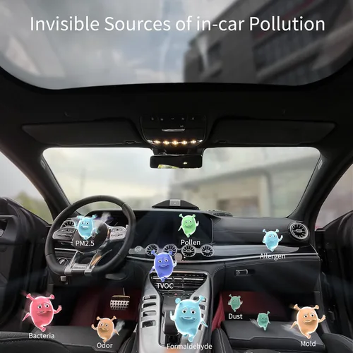 Vista 2 de Purificador de aire para automóvil con filtro HEPA verdadero H13: purificador de aire portátil para automóviles para humos de escape, COV, humo