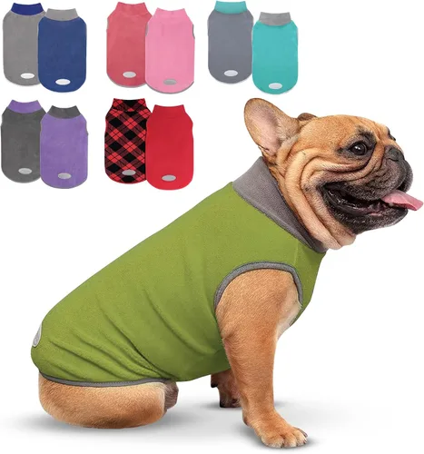 Vista 8 de cyeollo Paquete de 2 suéteres de forro polar para perro, chaleco cálido reflectante para perro, abrigo elástico para perro, chaqueta de invierno