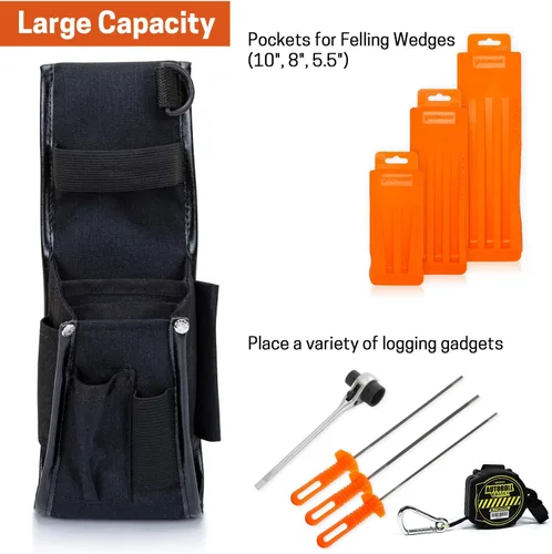 Vista 4 de Bolsa para cinturón de cuña de tala, ajustable para varios cinturones, bolsa de cuña de tala de árboles para cortar árboles