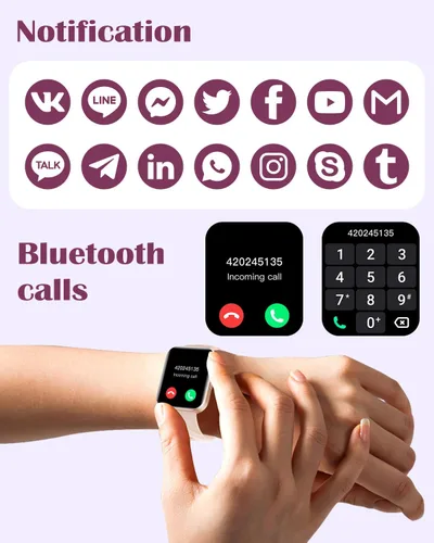 Vista 5 de RUIMEN Relojes inteligentes para mujeres y hombres (responderhacer llamadas) compatibles con teléfonos iPhoneAndroid, pantalla HD de 1.85 pulgadas