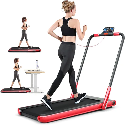 Vista 8 de Cintas de correr plegables para el hogar, 2 en 1, almohadilla portátil plegable debajo del escritorio, cintas de correr con modos de caminar y Azul