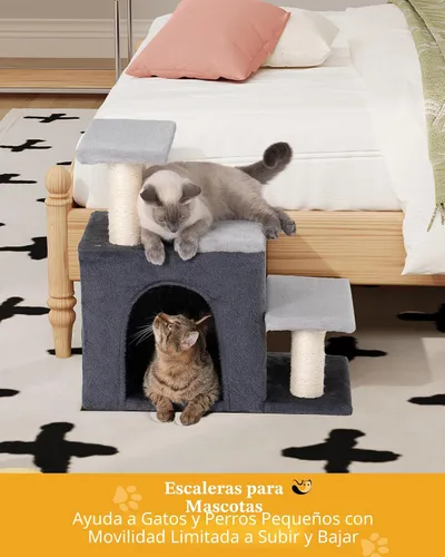 Vista 4 de Aechonow Escaleras para mascotas 3 en 1 para gatos, peldaños para perros