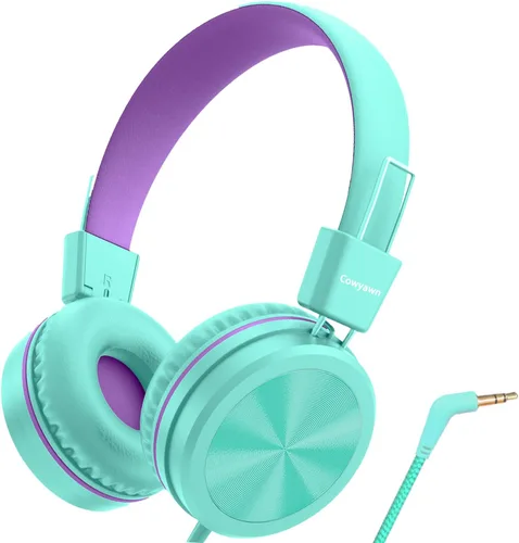 Vista 11 de Cowyawn - Auriculares infantiles, auriculares para niños con limitador de volumen seguro de 94 dB, auriculares escolares con cable para niños