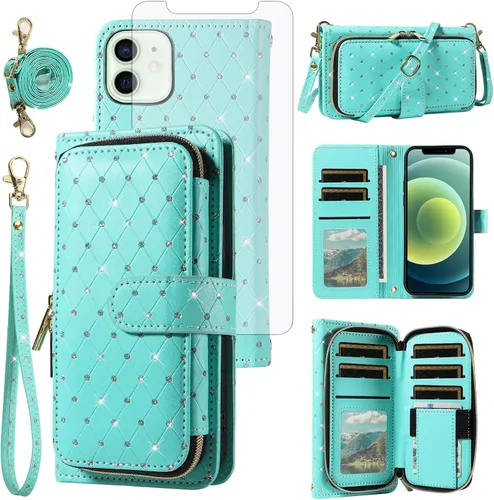 Vista 177 de Funda para teléfono iPhone 6 6S con cremallera y protector de pantalla con protector de pantalla, correa de cordón cruzado, ranura para iPhone 6 Six