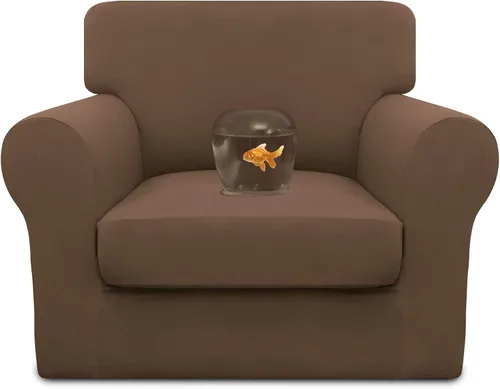 Vista 22 de Easy-Going Funda de sofá 100% impermeable doble de 3 piezas, elástica, suave, para perros, para sofá de 2 cojines separados, protector de muebles a
