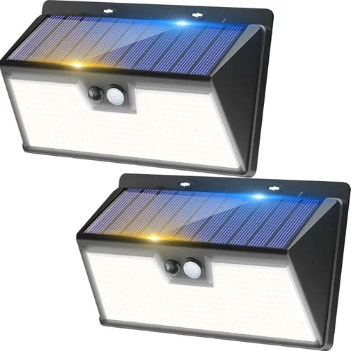 Vista 10 de Luces solares para exteriores, paquete de 1 unidad, 140 LED/3 modos de sensor de movimiento, luces para exteriores, alimentadas por energía solar