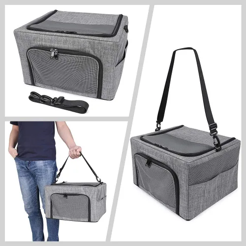 Vista 4 de Asiento de automóvil para perros y gatos, plegable con marco de metal, bolsa de viaje para mascotas pequeñas y medianas de hasta 15 libras