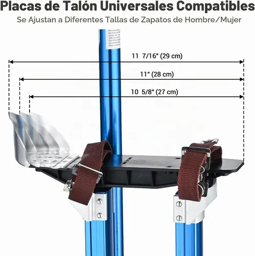 Vista 5 de Yescom Zancos para paneles de yeso de 24 a 40 pulgadas, ajustable, de aluminio, con rodilleras, protección para pintor, cinta azul Non-slip blue