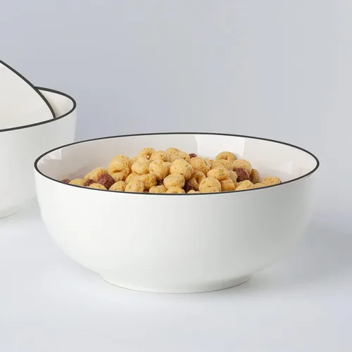 Vista 5 de Houlu Tazones de sopa de 40 onzas, cuencos de cereales, cuencos Pho, cuencos de ensalada, cuencos de porcelana blanca hueso, juego de 4, 7 pulgadas
