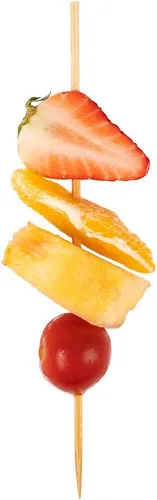 Vista 12 de Púas de cóctel de 3.5 pulgadas, 100 pinchos desechables para aperitivos, parte superior cilíndrica, palillos de dientes decorativos de bambú
