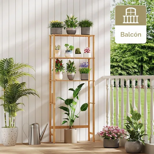 Vista 9 de Almacenamiento sobre el inodoro, estante de baño de bambú de 3 niveles con Natural