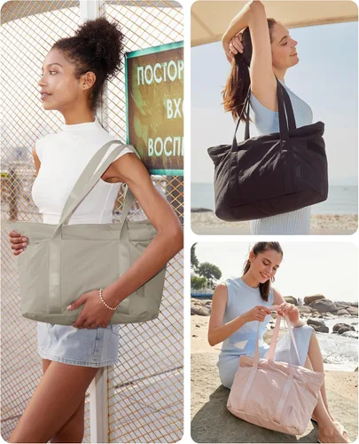 Vista 67 de BAGSMART Bolsa de mano para mujer con cremallera, bolsa de gimnasio con compartimentos, bolsa de trabajo para enfermera, baile, bolsa de yoga