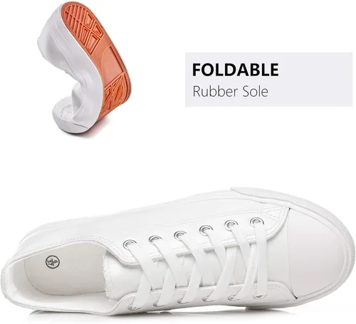Vista 2 de Zapatos de lona para mujer, zapatos de tenis blancos, zapatos casuales sin cordones, bordados florales, Blanco