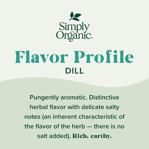 Vista 3 de Simply Organic Eneldo en Polvo Cortado y Cernido Orgánico Certificado, 0.81 onzas envase Ligero y suave, delicado sabor combina con ensaladas