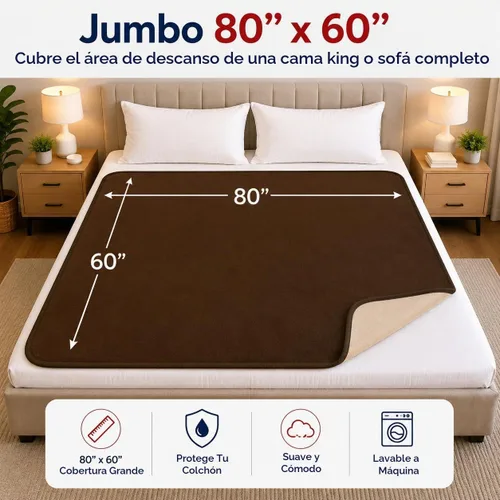 Vista 8 de The Original Good-Time - Manta impermeable marrón y beige Jumbo 80x60 Marrón Beige Reversible