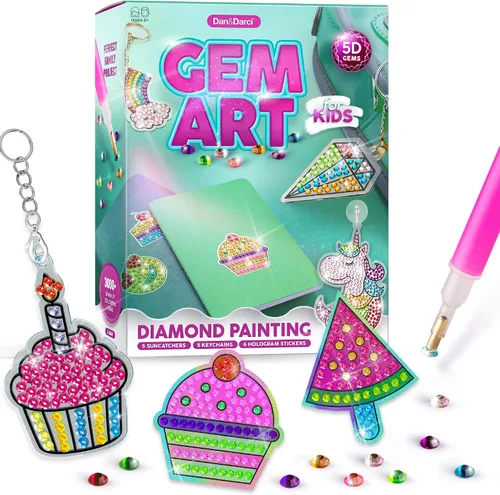Vista 9 de Dan&Darci Kit de arte de diamantes para niños, pintura de gemas, kits de arte y manualidades para edades de 6 a 12 años, regalos para niños y niñas