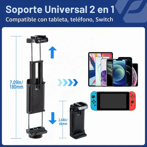 Vista 3 de Fotopro Soporte de trípode para iPad con cabezal de bola 360 para cámara, teléfono, tableta y más, zapata fría, soporte flexible para tableta