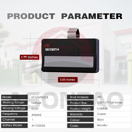 Vista 8 de ASONPAO Paquete de 2 unidades 971LM 950CB Chamberlain LiftMaster para puerta de garaje Garantía de 3 años con certificación FCC
