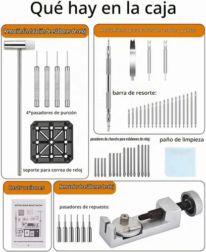Vista 8 de EasyTime Kit de eliminación de eslabones de reloj: herramientas de cambio Plateado