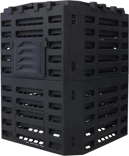 Vista 13 de Contenedor de compostaje para exteriores, 43 galones de doble cámara con puertas correderas, vaso de compostaje grande, contenedor de abono