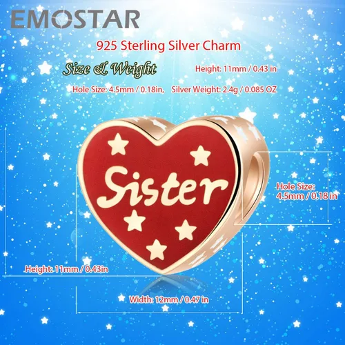 Vista 2 de EMOSTAR Dijes temáticos para el día de la madre, plata de ley, madre, padre, hija, hijo, nana, esposa, marido, madrina, corona de mamá, cuentas