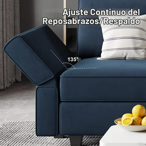 Vista 7 de Belffin - Sofá modular de terciopelo con asiento de almacenamiento, sofá en forma de U de gran tamaño con diván reversible, con otomana, color azul