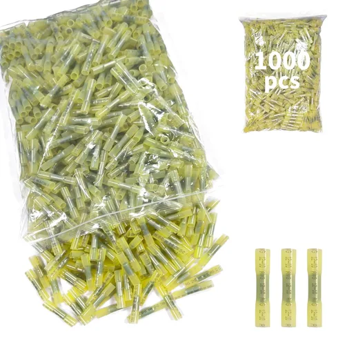 Vista 10 de Conectores de Empalme Termorretráctiles, 200 Piezas 12-10 AWG Amarillos Conectores de Cable Eléctrico Impermeables Grado Marino Automotriz