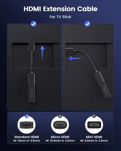 Vista 2 de ANDTOBO Cable de extensión HDMI macho a hembra HDMI de alta velocidad para Google Chrome Cast, Roku Stick, TV Stick, Xbox, PS3/4-2Pack