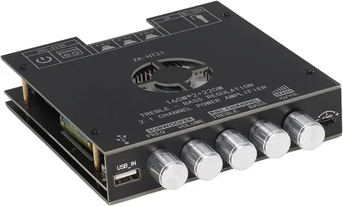 Vista 5 de Zk Ht21 - Tablero amplificador Bluetooth, 2.1 canales, subwoofer, estéreo, mini módulo amplificador de potencia de audio con chip HiFi Tda7498e