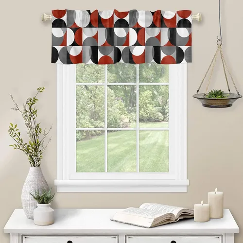 Vista 100 de Cortinas de cocina de Navidad, cenefa semitransparente ajustable con lazo, muñeco de nieve, copo de nieve, bolsillo para barra, tratamiento